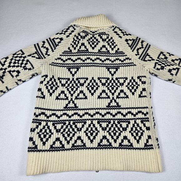 J.Crew Lambswool Womens S Cardigan Sweater Fair Isle Knit Full Zip Nordic Chunky - Picture 14 of 15